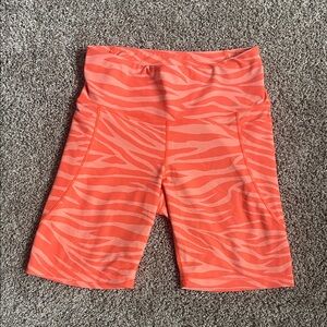 Old Navy Coral Zebra-Print Activewear Biker Shorts